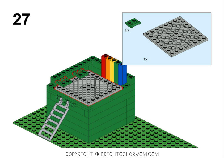 a page from a LEGO instruction book for building a leprechaun trap
