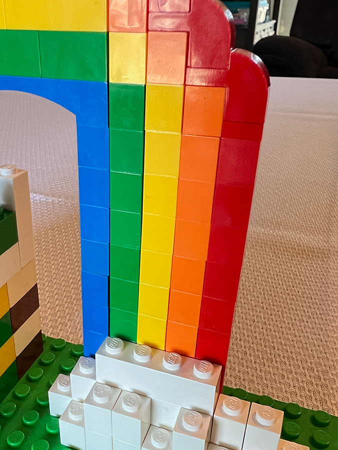 rainbow made out of LEGOs