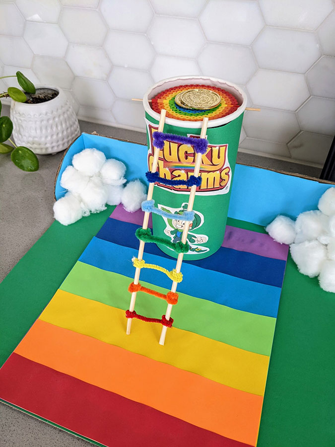 a leprechaun trap using simple machines made out of an oatmeal canister