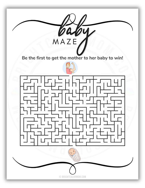 printable baby shower maze