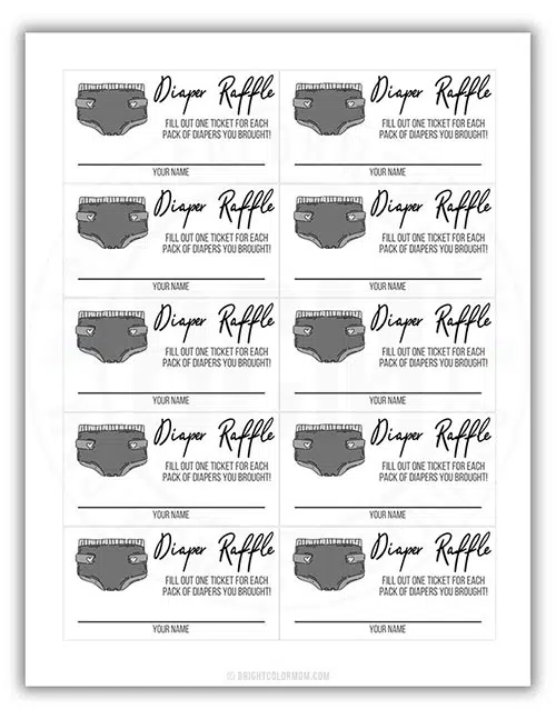 printable diaper raffle tickets