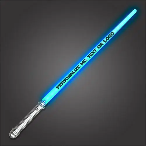 a customized lightsaber glowing in blue light