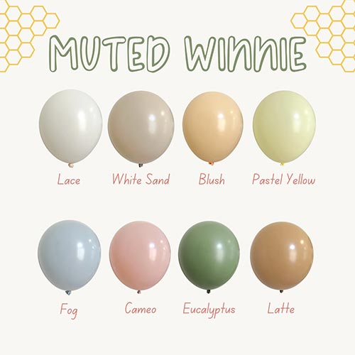 various balloon colors designed for a classic Pooh baby shower