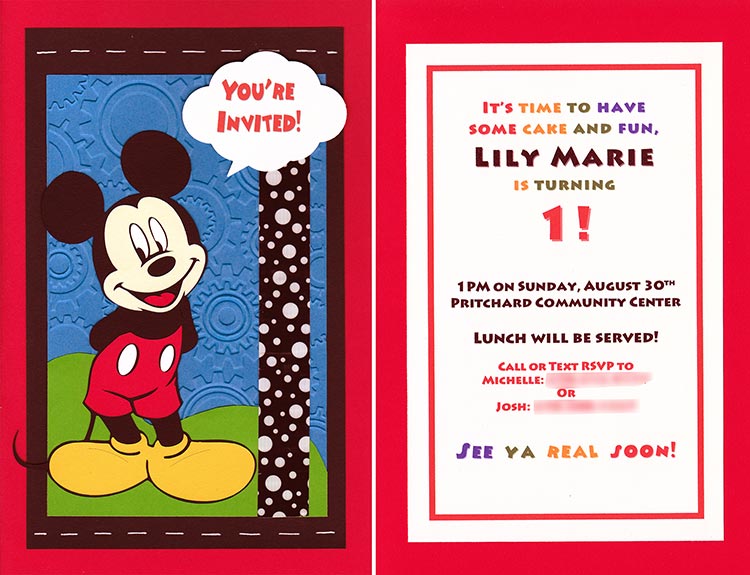 a DIY Mickey Mouse birthday party invitation