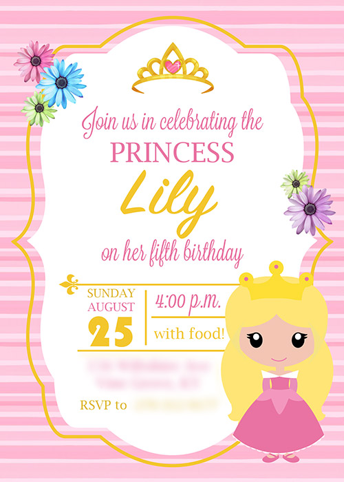 a cute child's Sleeping Beauty birthday invitation