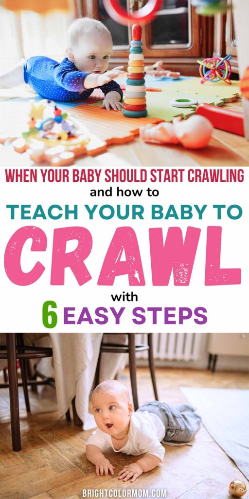 two photos of babies crawling