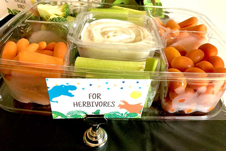 a veggie platter labeled "For Herbivores"