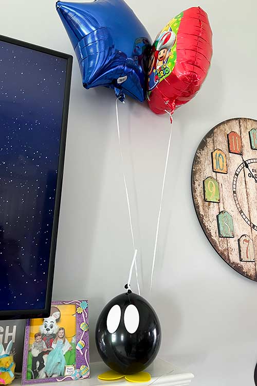 DIY Bob-omb with Mario mylar balloons