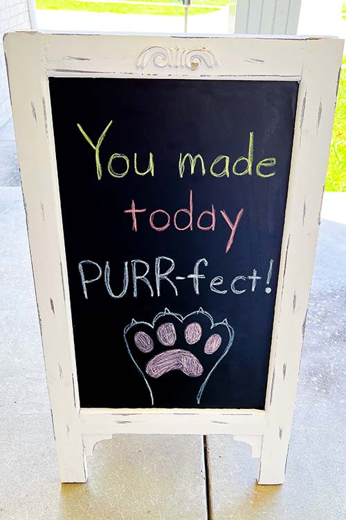 a chalkboard thank-you sign