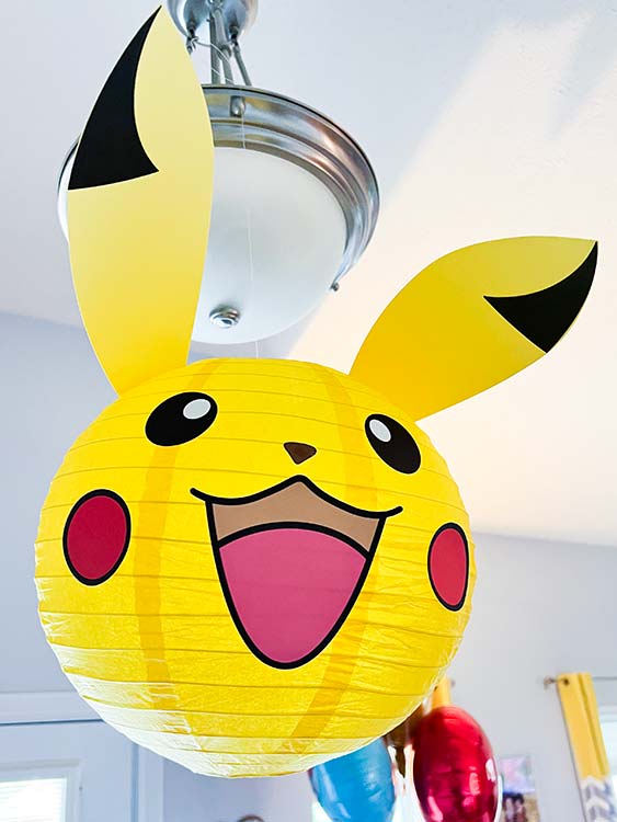 a paper lantern resembling Pikachu