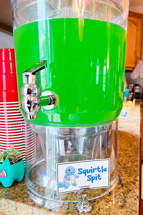 green party drink in a dispenser