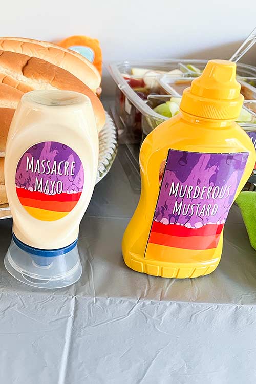 small bottles of mayo and mustard