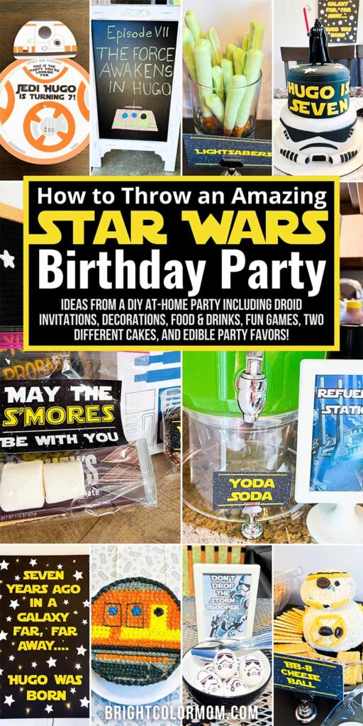 collage of Star Wars birthday party photos