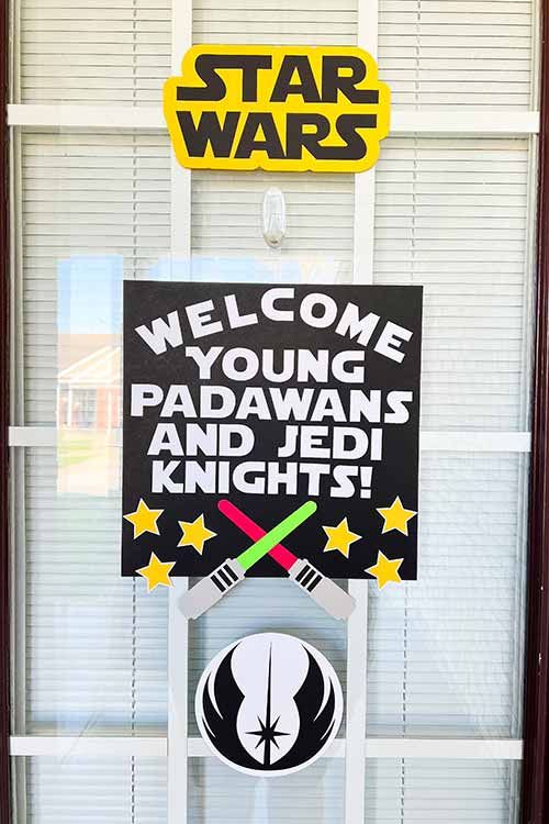 Star Wars signs on a front door