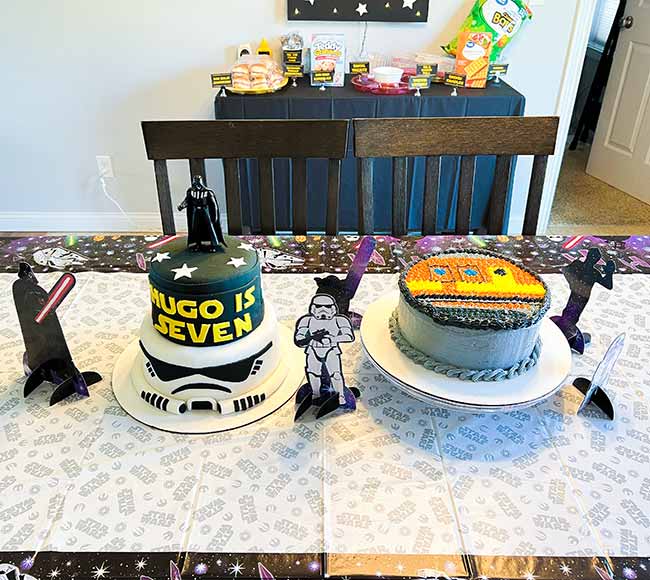 a kitchen set up for a Star Wars birthday party