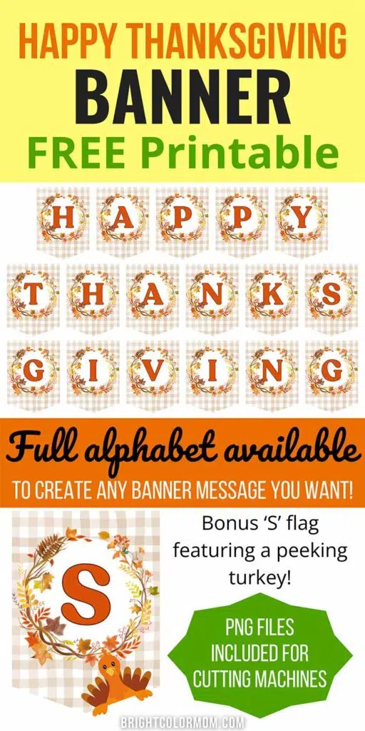 promotional image for free Happy Thanksgiving banner printable