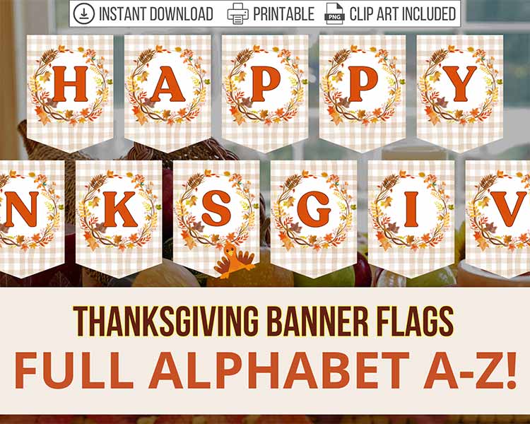 promotional image for a printable Thanksgiving banner