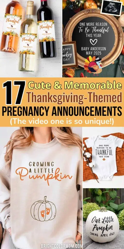 a collage of Thanksgiving pregnancy announcements