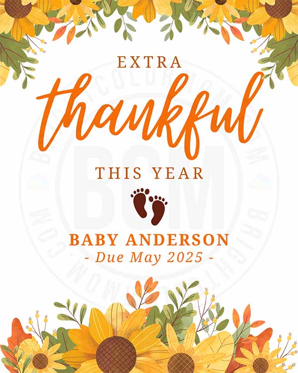 custom Thanksgiving-themed wine label for a pregnancy reveal