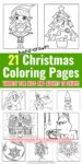 collage of various Christmas-themed coloring sheets