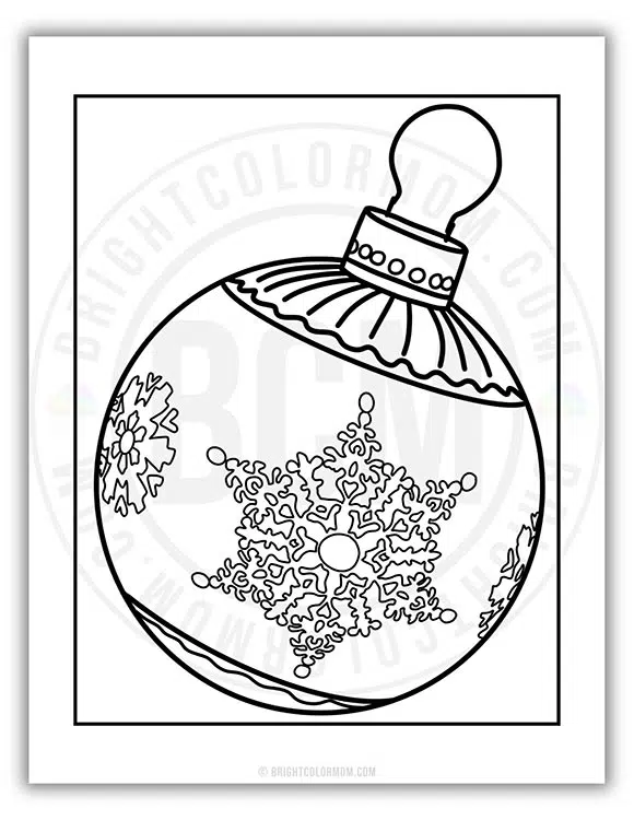 coloring page of a large Christmas ornament