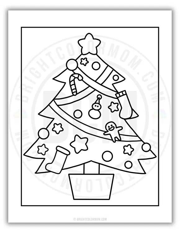 coloring page of a Christmas tree