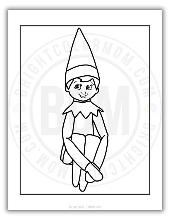 coloring page of Elf on a Shelf