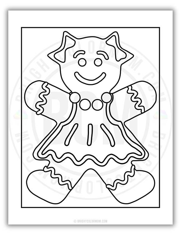 coloring page of a gingerbread girl