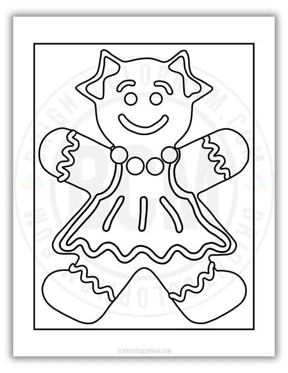 coloring page of a gingerbread girl