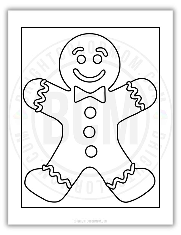 coloring page of a gingerbread man