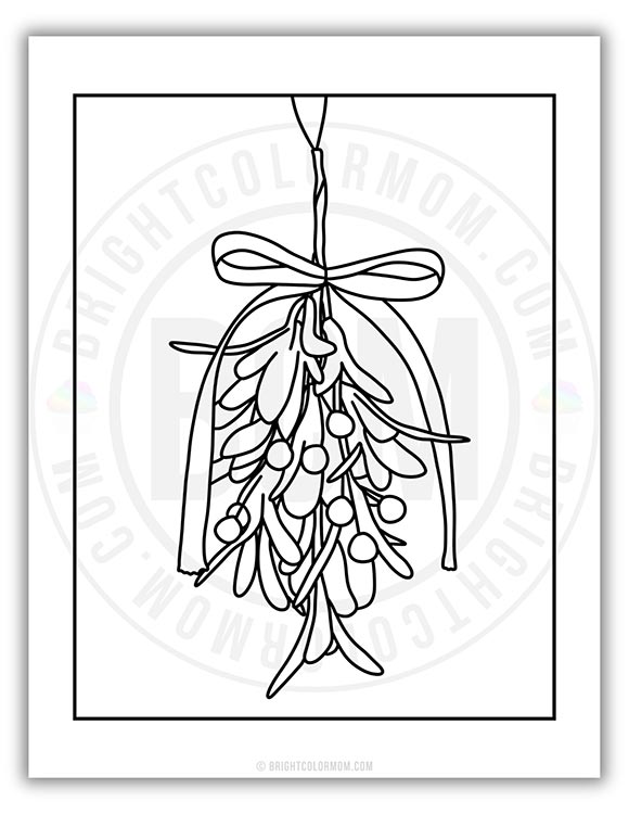 coloring page of hanging mistletoe