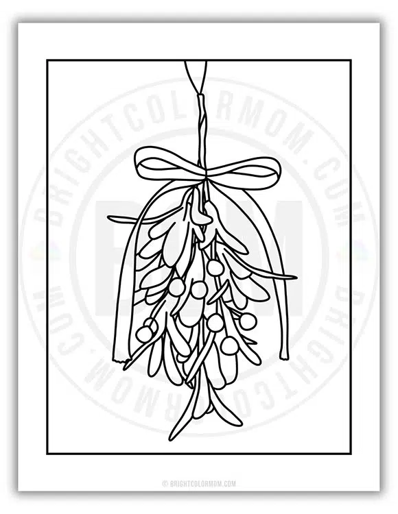 coloring page of hanging mistletoe