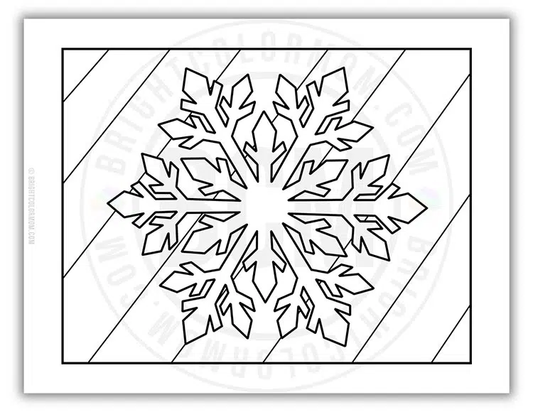 coloring page featuring a large snowflake template