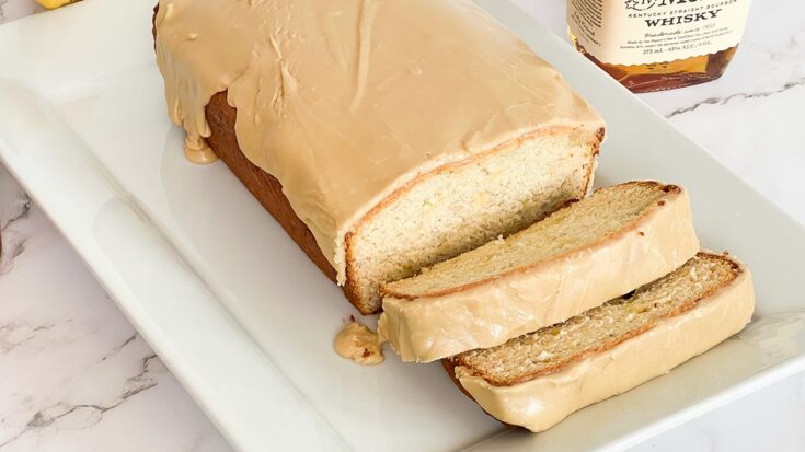 loaf of banana bread with glaze