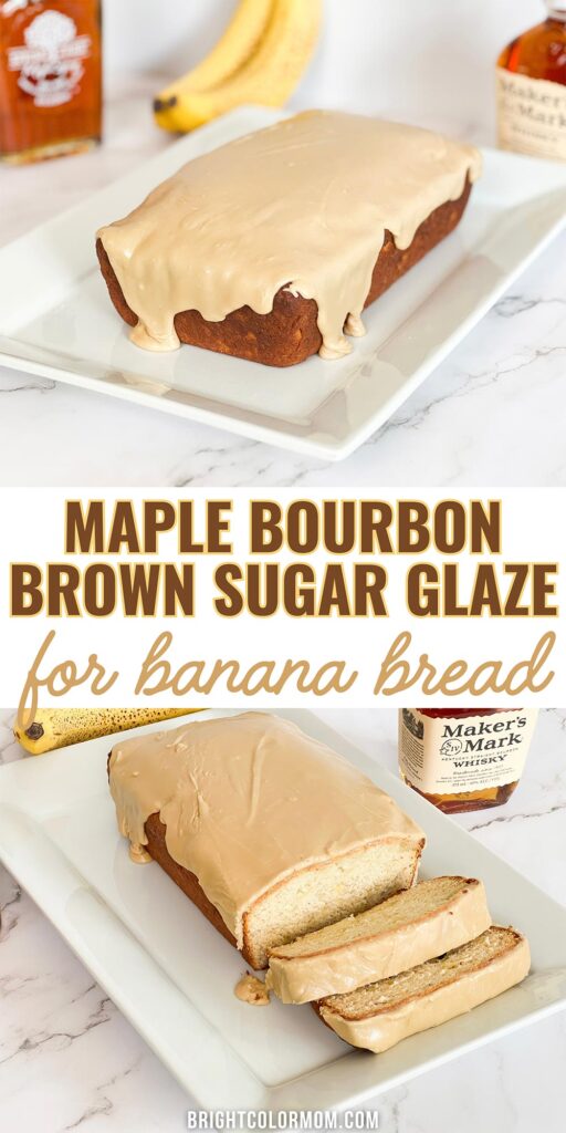 images of a glazed banana bread loaf