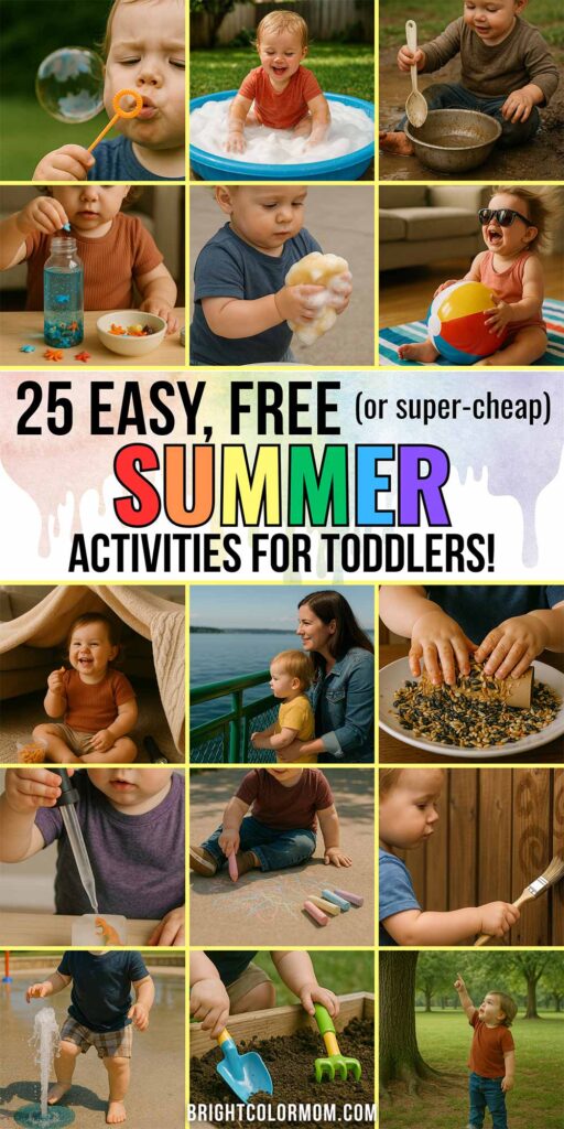 collage of toddler summer activities