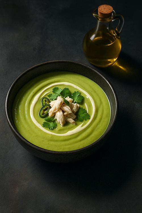 bowl of chilled avocado soup