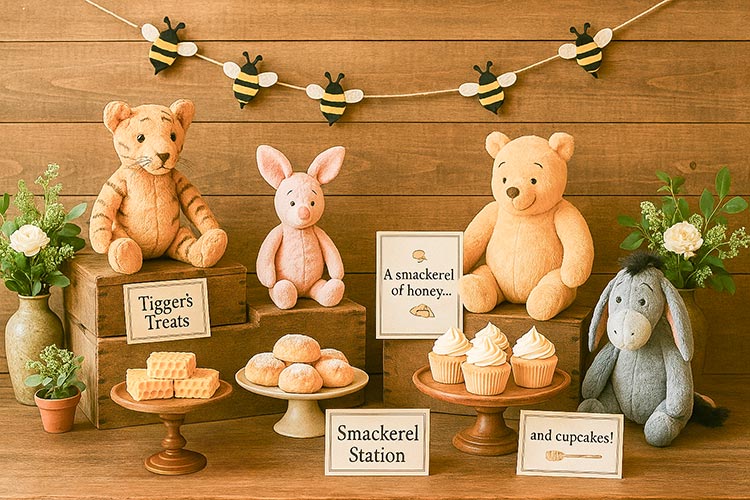 dessert table at Winnie the Pooh party