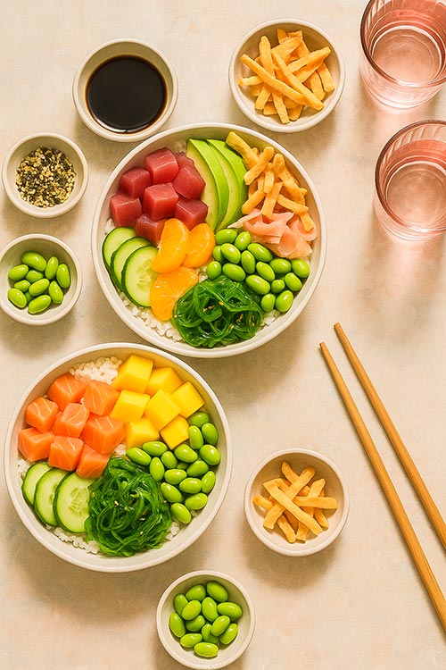 two poke bowls