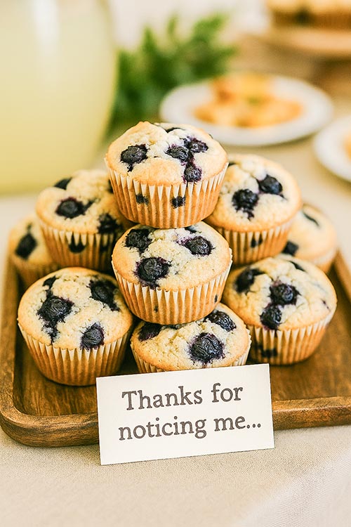platter of blueberry muffins