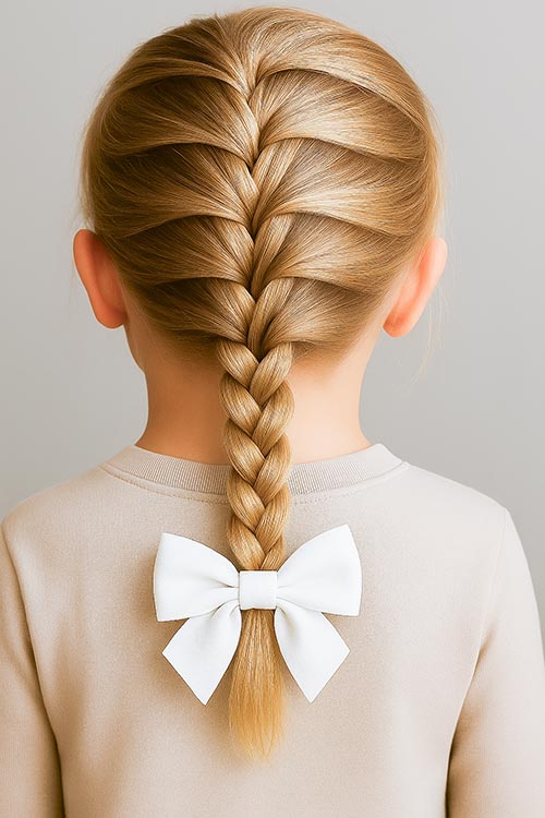 toddler girl with french braid