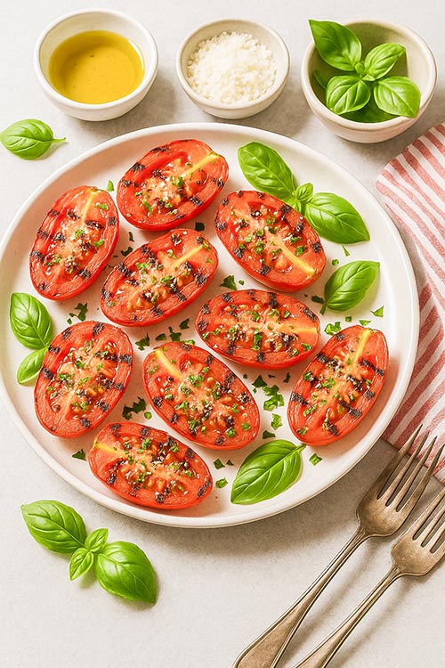 plate of grilled tomatoes