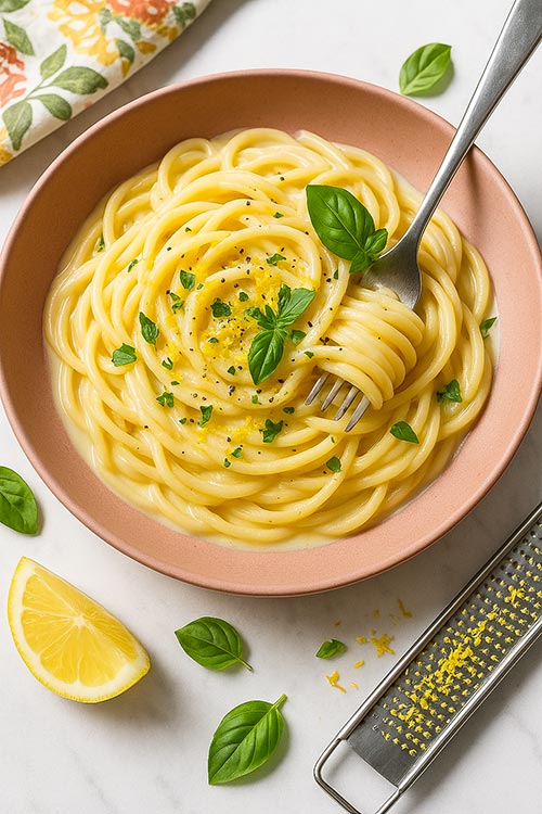 bowl of lemon pasta