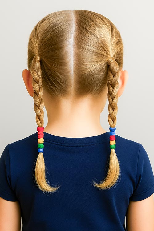 toddler girl with pigtails