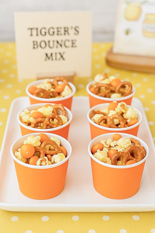 orange cups of trail mix