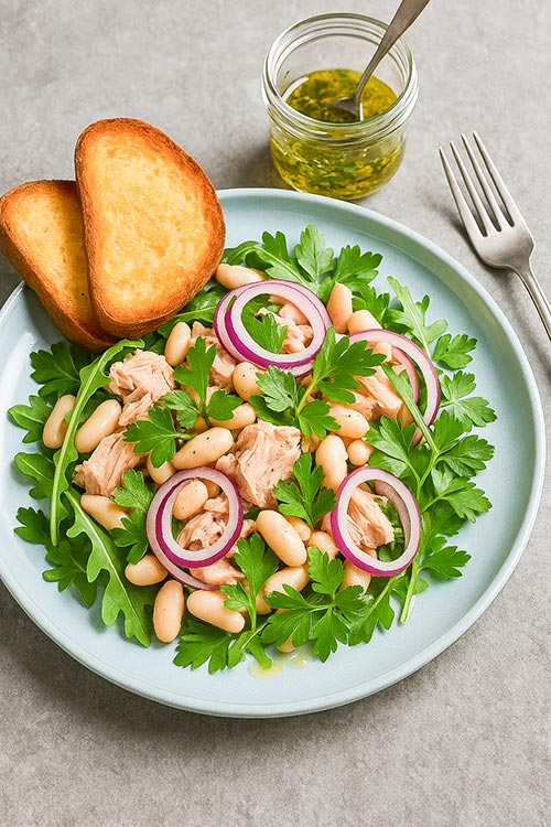 plate of white bean tuna salad