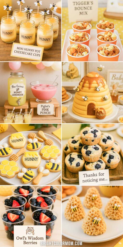collage of Winnie the Pooh themed foods