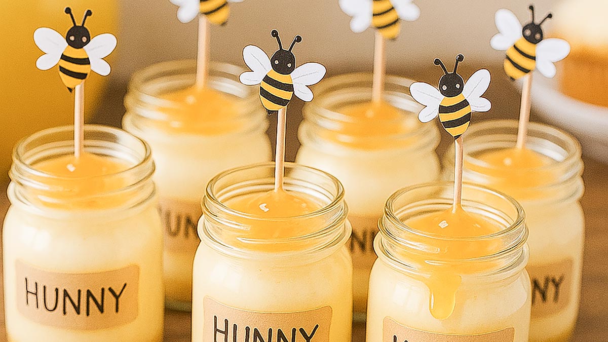 Pooh-themed mini cheesecake cups