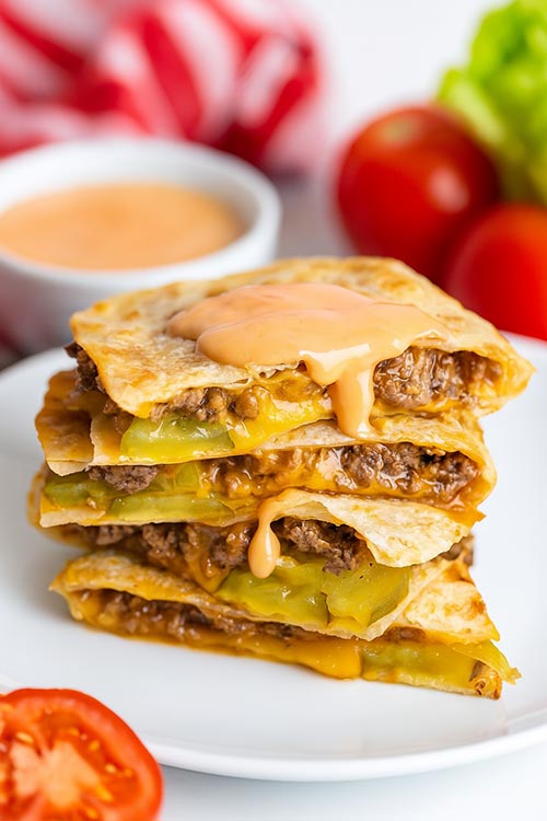 cheeseburger quesadillas