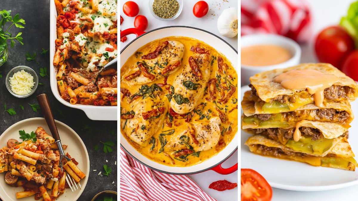 collage of three dinner ideas